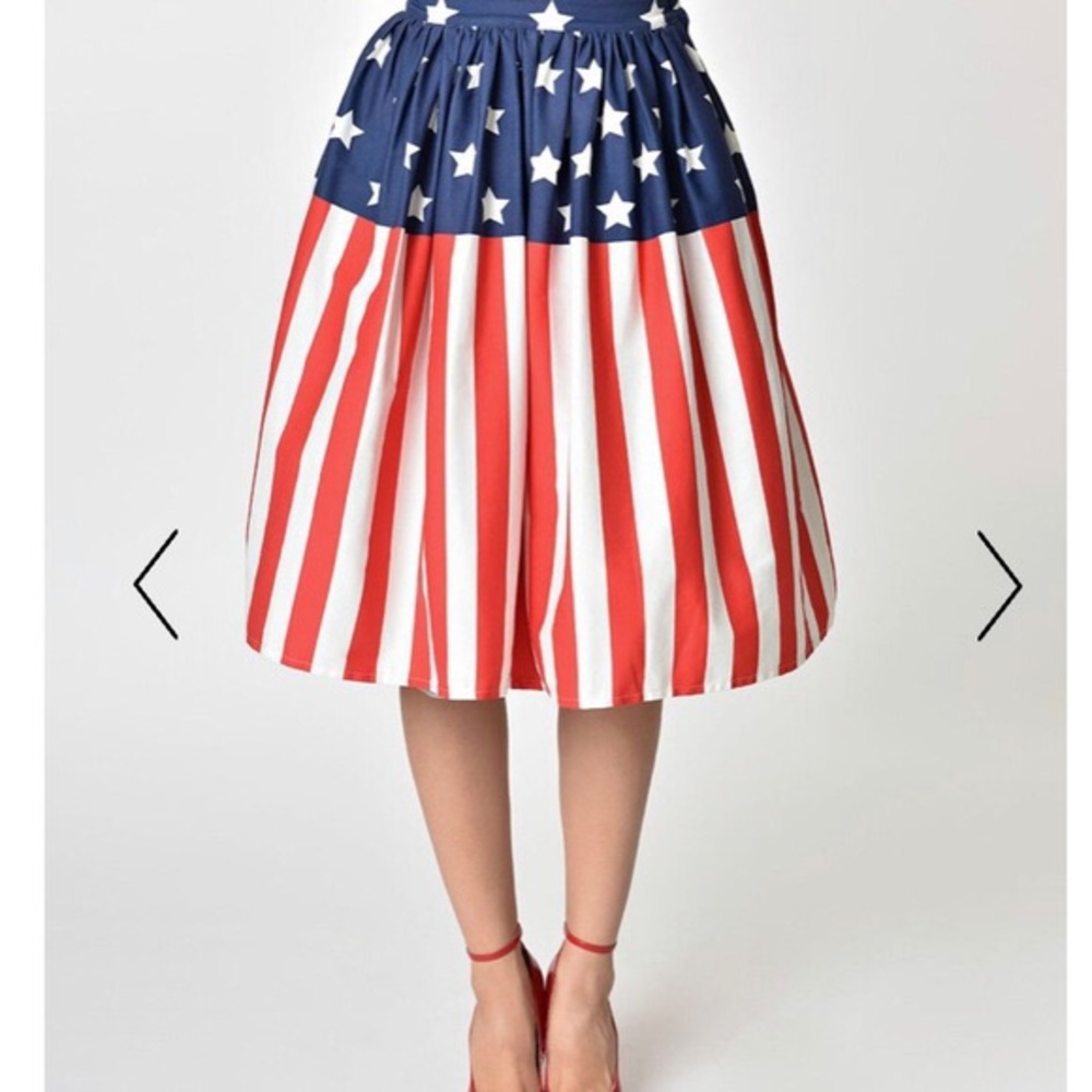 Unique Vintage 1950 American Flag High Waist Skirt